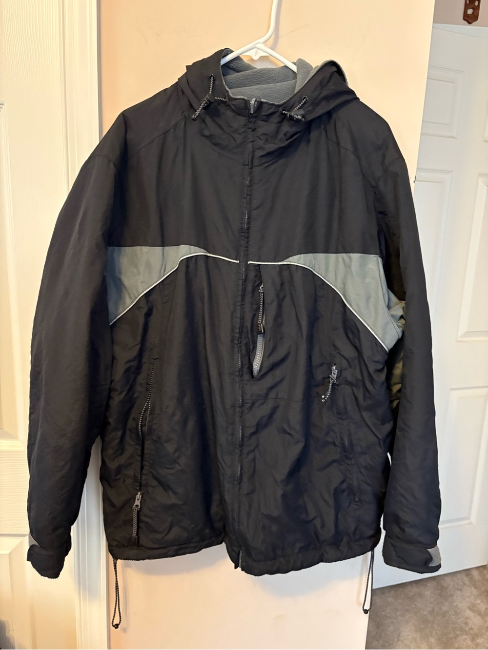 Athletic Works Black and Gray Hooded Puffer Jacket